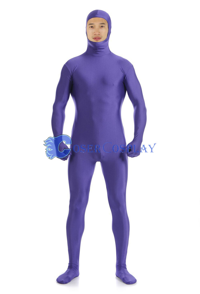 Open Face Lycra Spandex Zentai Purple